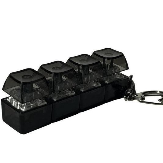 Teclado mecânico de 4 teclas com testador de eixo, LED, brinquedo antiestresse, teclas de teclado, chaveiro antiestresse