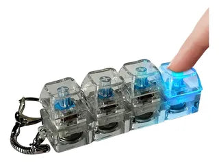 Teclado mecânico de 4 teclas com testador de eixo, LED, brinquedo antiestresse, teclas de teclado, chaveiro antiestresse